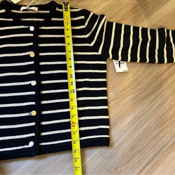 FRAME Wool Cotton blend Cardigan small gold buttons striped sweater - Picture 8 of 13